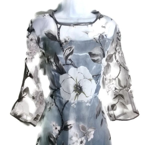 New! Grey scale floral dress XL - Picture 3 of 6